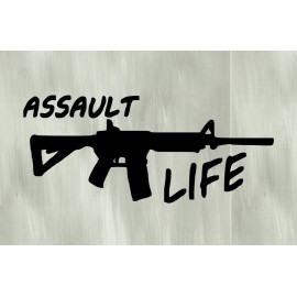 Assault Life M16 Ar15 Car Truck Sticker Window Decal 2nd Funny NRA Gun - Black