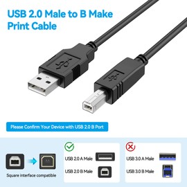 XMHEIRD 6ft USB 2.0 Power Cord for Alesis Q88 MKII 88-Key USB-MIDI Keyboard Controller