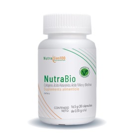 Nutrasien100 Colágeno Biotina Ácido Hialuronico Suplemento Vegano 30 Cápsulas