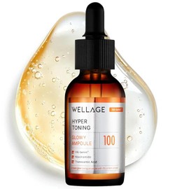 Wellage Ampolla Hyper Toning Glowy para el rostro, cuidado de la piel coreano, glutatoína, vitamina C, corrección de manchas, manchas de la piel, cicatrices de acné, tonificar la piel, 1.01 onzas