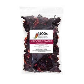 1400S SPICES 4oz Dried Hibiscus Flowers perfect for Tea and Mexican Agua Fresca, Flor de Jamaica, Whole Flowers and Petals by 1400s Spices