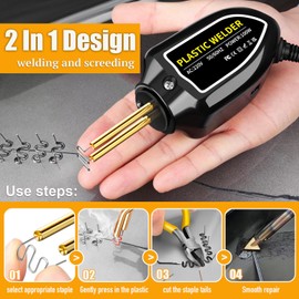 Plastic Welding Machine, Portable 100 W Car Bumper Repair Kit with 4 Shapes/200 Pieces Clips, Welder Repair Kit for Welding Broken Plastics and Car Bumpers