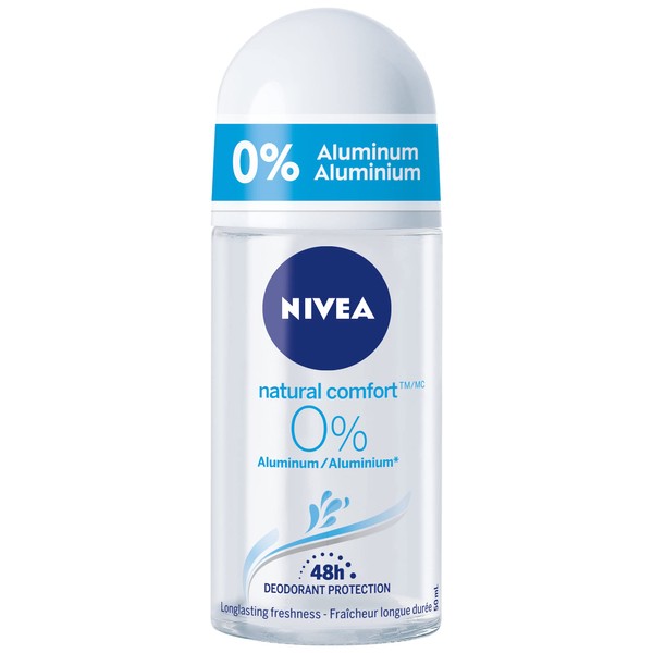NIVEA Natural Comfort 0% Aluminum 48H Roll-On Deodorant, 50ml