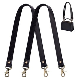 PH PandaHall 2pcs 22 Inch Black Leather Replacement Handles Purses Straps Handbags Shoulder Bag Strap with Antique Bronze Swivel Lobster Buckles