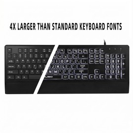 MIKUSO Large Print Backlit Keyboard for Seniors and Low Vision Black