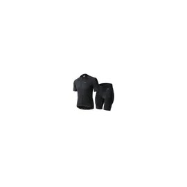 엠씨엔 CJS-PLAIN BLACK + MP4-PLAIN SET Plain Black Planned Short Sleeve Jersey + 4-Part Padded Pants Set MCN