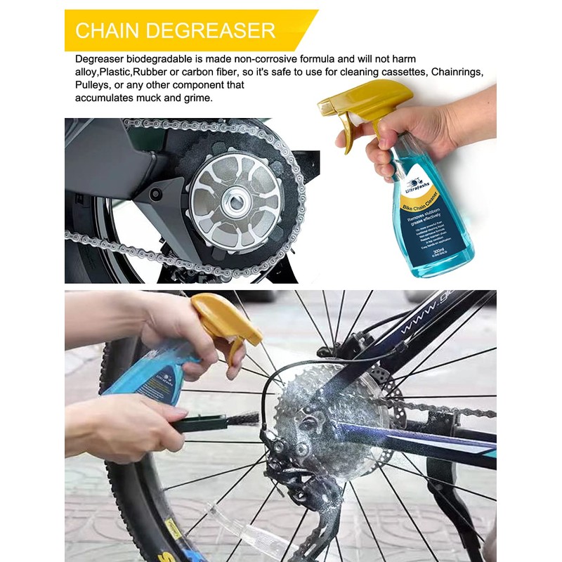 Ultrafashs Bicycle Chain Oil Lubricant and Cleaner Set with Bike