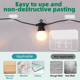 100Pcs Plastic Hooks for Outdoor String Lights Command Cable Clips Hooks Damage-Free Wall Clips for Hanging Light Strings and Cables Ideal for Christmas Decorations and Cable Accents