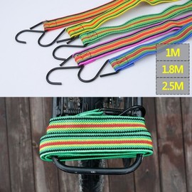 Rainbow color flat hook rope bar Hook rope bar Bicycle rope Bicycle strap Elastic rope Rope Rope 2.5M 5ea