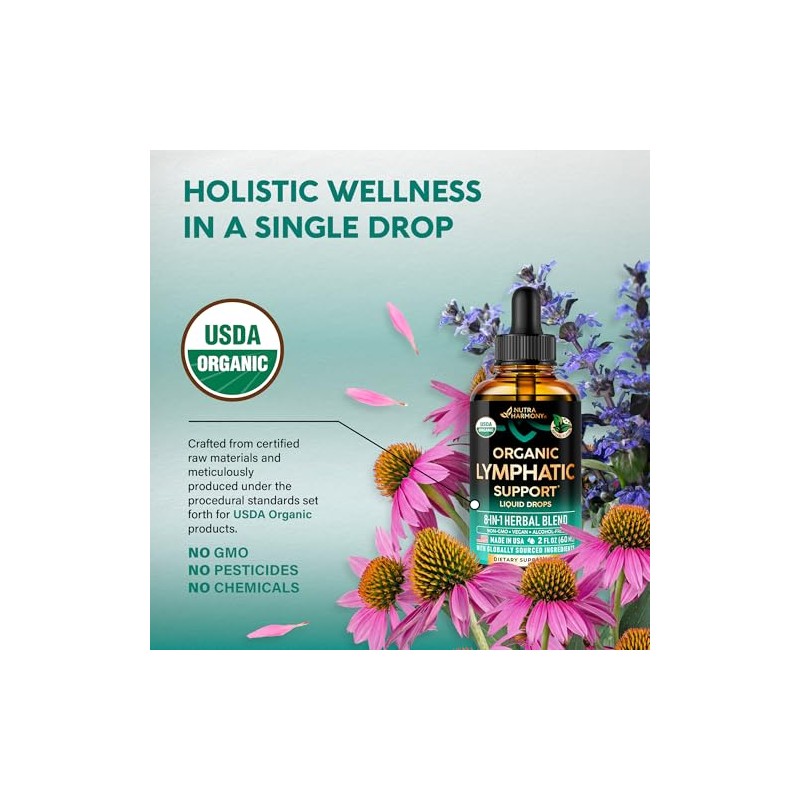 USDA Organic Lymphatic Drainage Supplement - Echinacea | Elderberry |