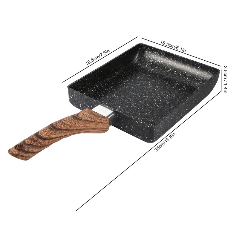 Tamagoyaki Rectangular NonStick Saucepan Black Practical Frying Pan Kitchen Supplies