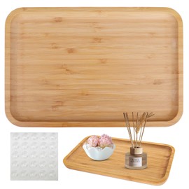 wocpvm Small Trays Square Bamboo Tray Bamboo Bathroom Tray 30 x 20 cm Tray Small Tray Bathroom Decorative Tray Oblong Tray Made of Bamboo Decoration for Home, Hotel, Restaurant