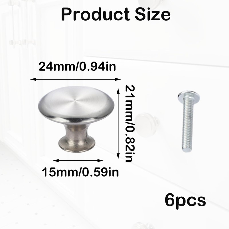 Nuqin 6PCS Cabinet Knobs,Stainless Steel Cupboard Knobs,Door Knobs for Cupboards