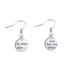 SEIRAA Funny Earrings In One Ear and Out the Other Earrings Stainless Steel Tone Earring Wires Mother’s Day Gift for her (EARRING)