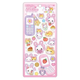 Clax Fuzzy Rabi-chan Heisei Happy Phone Stickers, Pink 310020, Fluffy Rabi-chan, Heisei Retro Y2K