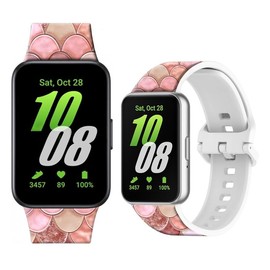 LIKLNAPQ Compatible with Galaxy Fit3 Band for Women&Men, Soft Silicone Replacement Straps Adjustable Sport Wristbands for Galaxy Fit 3 SM-R390 Smartwatch(Colorful Fish Scales)