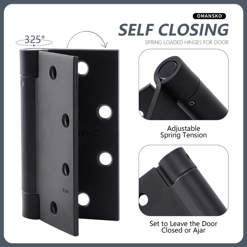 Self Closing Door Hinge 4-1/2 inch Matte Black Auto Close