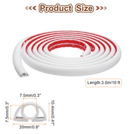 HARFINGTON 10ft Cord Cover Floor W0.3 x H0.3 Inner Channel PVC Hide Extension Cable Floor Wire Hider Wire Covers Protector for Prevent Cable Trips Cables Management, White