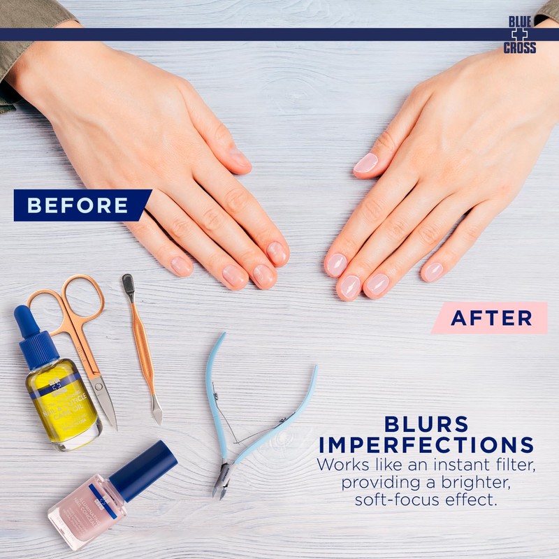 Blue Cross Illuminating Nail Concealer Polish, 5 Minute Manicure, Topcoat