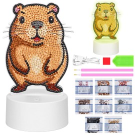 Zoyomax Diamond Painting Night Light, Gifts for Girls 5 6 7 8 9 10 Years, 3D Creative Diamond Painting Lamp Capybara, Christmas Toy Gift for Children from 6-12 Years