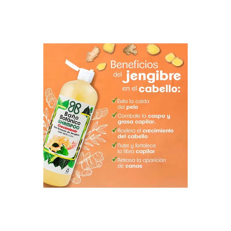 Shampoo Baño Botanico Extracto De Jengibre (crecimiento)1 Lt