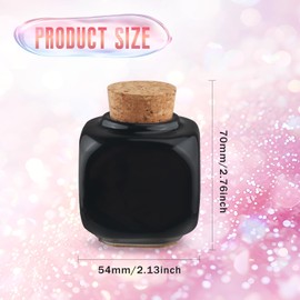 2 Pcs Ceramic Nail Dish Porcelain Nail Art Acrylic Dappen Dish Powder Liquid Bowl Holder Container with Soft Wooden Cork Rubber Lid for Nail Brush Cleaner Acrylic Liquid - Black