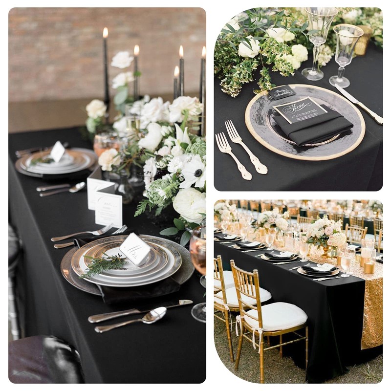 Teruntrue 1 Pack Black Polyester Tablecloth 100 x 140 cm