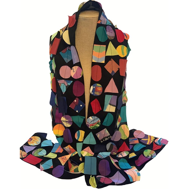Women's Handmade Confetti Oblong Scarf with Hand Painted Cotton Multicolored