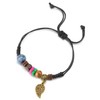 COOLSTEELANDBEYOND Vintage Leaf Bracelet, Colourful Bead Charm, Women's Wrap Sweatband