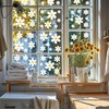 White Daisy Window Clings, 96 Pieces, 8 Sheets, Spring Flower