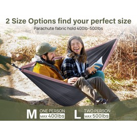 Kootek Camping Hammock 400 lbs Capacity, Camping Essentials, Lightweight Portable Single Hammock with Tree Straps, Camping Gear for Outside Hiking Camping Beach Backpack Travel