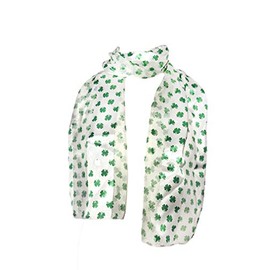 Pamper Yourself Now White with green four leaf clover scarf thin pretty scarf