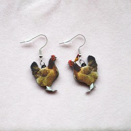 QLUYCKW Funny Animal Earring for Women Cute Acrylic Bunny Cow Chicken Pig Squirrel Dogs Cats Rooster Hedgehog Dangle Earrings Cute Cartoon Farm Earrings Country Animal Jewelry Gifts (Hen)