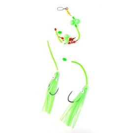 FLADEN Leng & Dorsch Leader, 1.0 mm Monofilament, 7/0 Hooks, with Octopus and Rattles, Natural Bait Leader, Natural Bait System, Leng