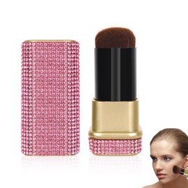 Biiange Retractable Blush Brush, Bling Diamond Makeup Brushes, Retractable Foundation Blusher Face Powder Cosmetic Tool, with Cover - Adjustable(1Pcs)