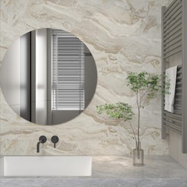 CHIHUT 17.7”x236” Glossy Marble Peel and Stick Countertop Contact Paper Thick Waterproof Marble Contact Paper Self Adhesive Beige Gold Wallpaper Countertop Vinyl Cover for Kitchen Furniture