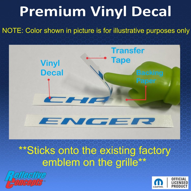 Reflective Concepts Challenger Grille Emblem Overlay Decal - 2015-2023 Challenger