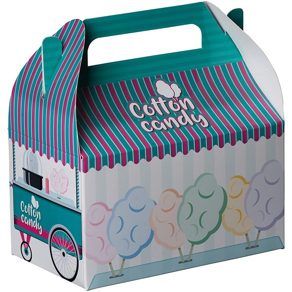 Hammont Paper Treat Boxes - Party Favors Treat Container Cookie Boxes Cute Designs Perfect for Parties and Celebrations 6.25" x 3.75" x 3.5" (10 Pack) (Cotton Candy)