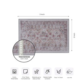 NAAR 2x3 Beige Area Rug, Machine Washable Area Rugs, Low-Pile, Non-Slip, Non-Shedding, Foldable, Kid & Pet Friendly - Area Rugs for Living Room, Bedroom, Kitchen, Dining Room Rug - (Beige, 2' x 3')