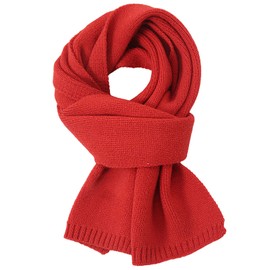 amokk Solid Winter Scarf for Girls Women Cold Weather Fashionable Knit Scarves (Red)