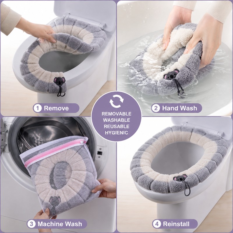 Warm Toilet Seat Cover for Bathroom Comfort – Soft Washable