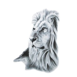 S.A.V.I Temporary Tattoo For Girls Men Women 3D Big Lion Face Sticker Size 21x15cm - 1pc. (724), Black, 44 g
