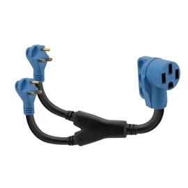 RecPro RV Dual 30 Amp to 50 Amp Power Adapter | Generator-to-RV Power Splitter | Shore Power Adapter