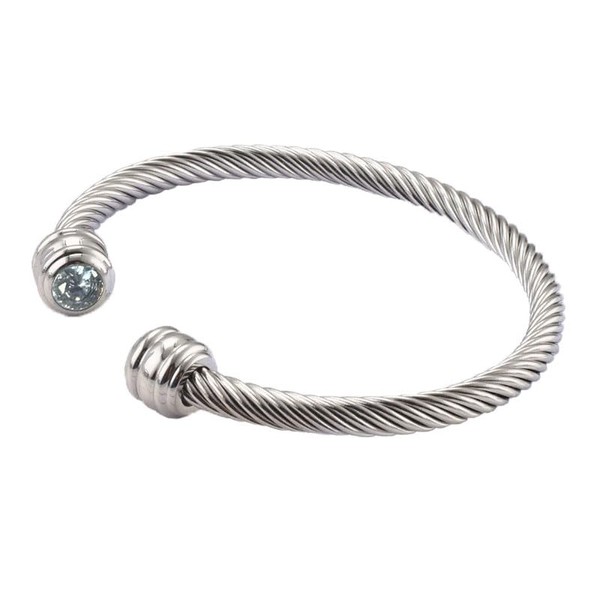 Rope bangle birthstone bracelet with 2 gemstones (April - Diamond)