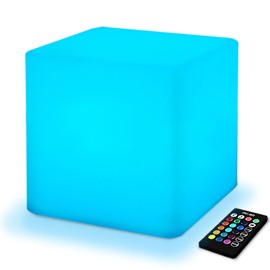 Mr.Go 10-inch Rechargeable LED Cube Light w/Remote, 16 RGB Colors & Dimmable LED Cube Lamp Night Light Mood Lamp, Ambient Decorative Lighting, Cordless & Waterproof for Indoor Outdoor Use