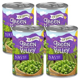 Green Valley Organics Peas | Certified Organic | Deliciously Succulent, Creamy Sweet | 15 oz can (Pack of 4)