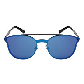 Edge I-Wear Sunglasses with Mini Brow Bar and Flat Mirrored Lenses 3124-FLREV (Matte Black, Blue Mirrored)