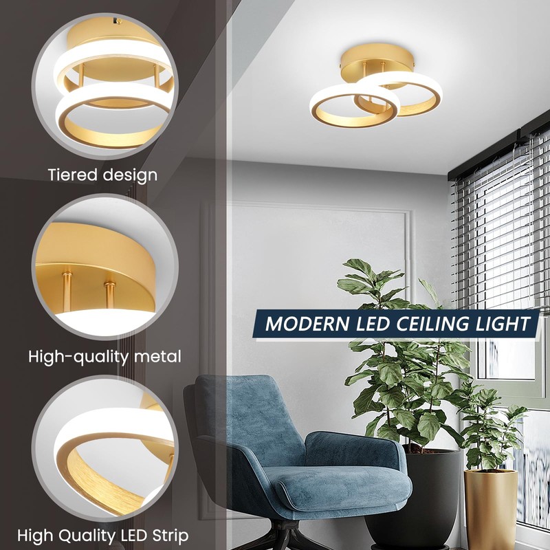EIDISUNY LED Ceiling Light Modern Ceiling Lamp Silver Round Simple