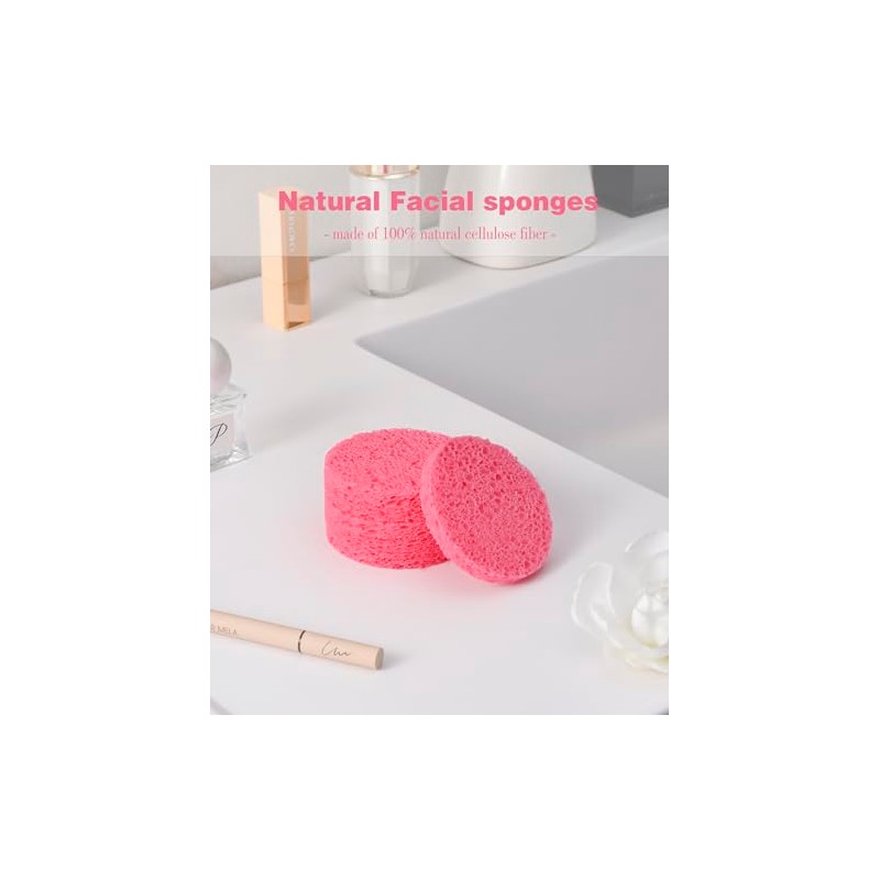 METUUTER 50-Count Compressed Facial Sponges for Estheticians- 100% Natural Cellulose