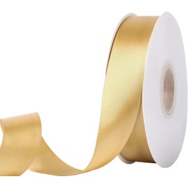 KSRIGHT 1 inch（2.54cm Wide) x 50 Yards Double Faced Gold Satin Ribbon for Gift Wrapping,Wedding Decoration, Bows Making, Sewing, DIY Crafts